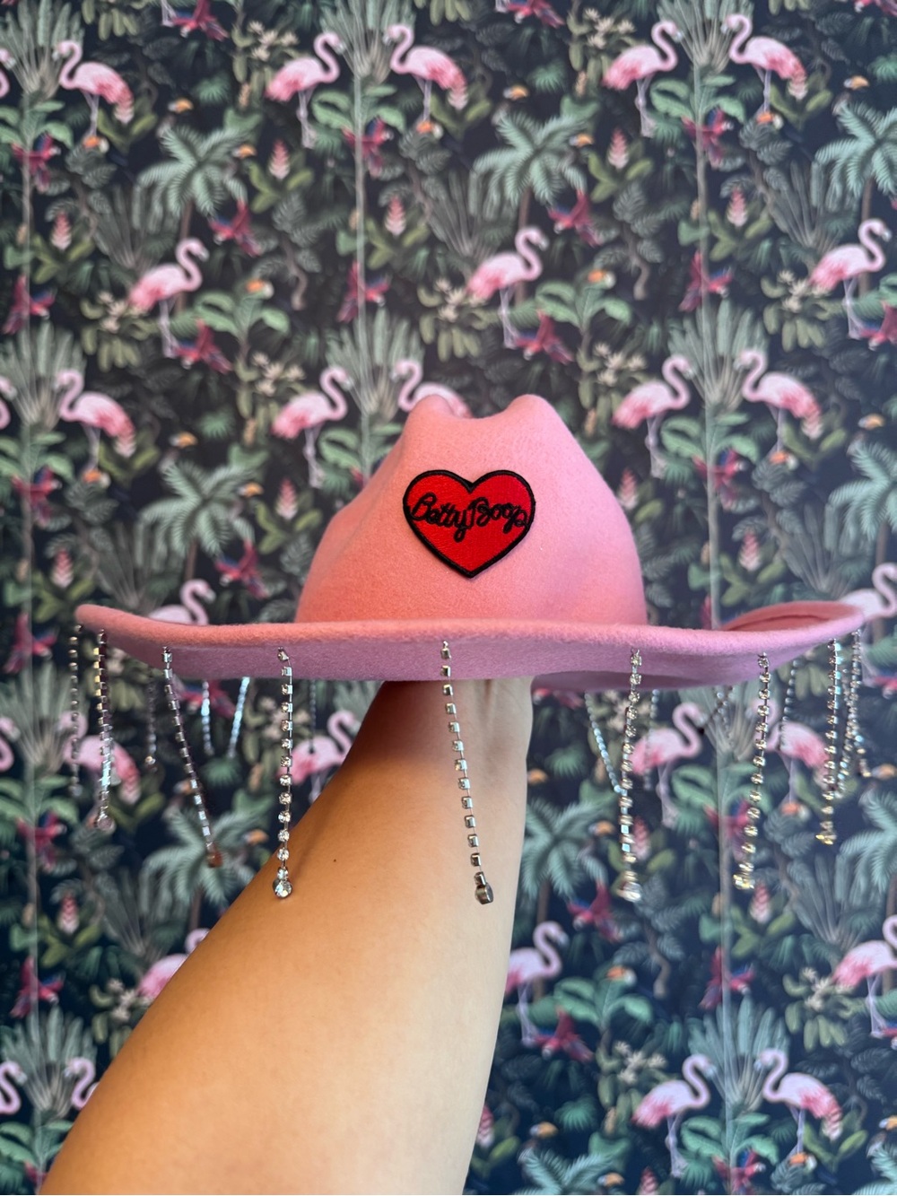 Dolls Kill x Betty Boop Pink Rhinestone Cowboy Hat - Picture 3 of 4